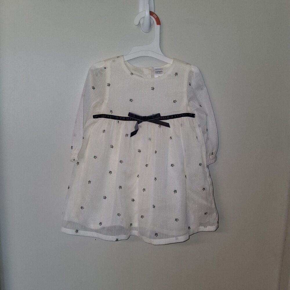 Carter's Just One You Baby Girls' 2 pc Holiday Floral Chiffon Dress - Ivory 3M
